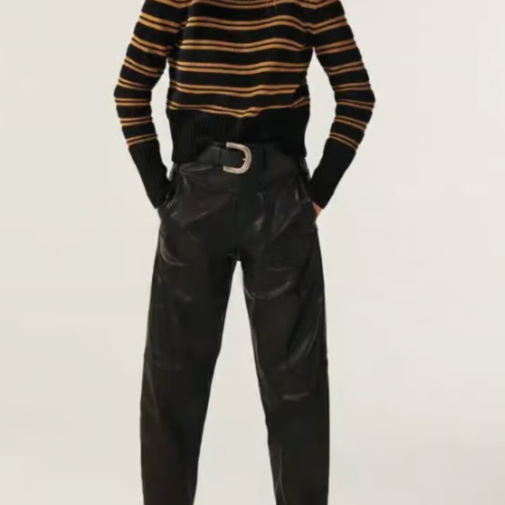 Ba&sh Hael Leather Pants in Black Size 2 (Medium)